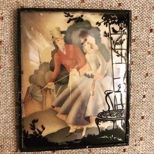 Vintage Silhouette Painted Convex Bubble Glass